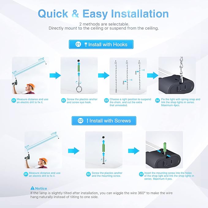 Ensenior 10 Pack Linkable Led Shop Light 4ft - Image 4