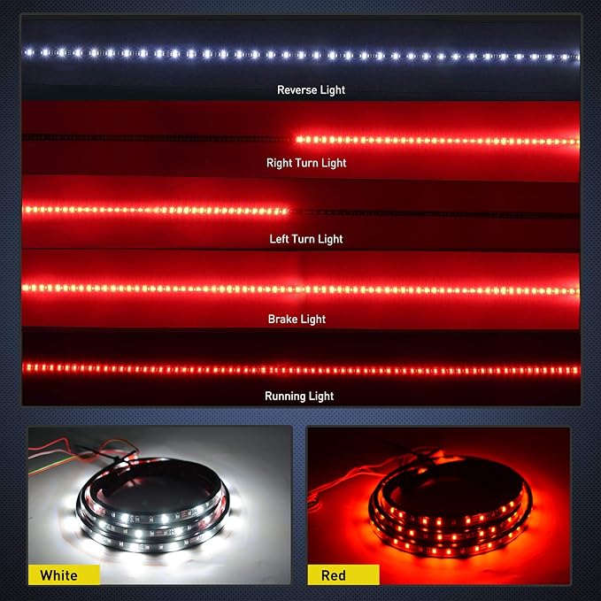 Nilight 48”/49” LED Tailgate Light Strip 90 LED Red/White - Image 4