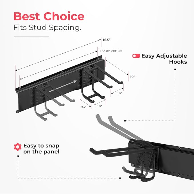 Garage Wall Organizer | 48" Heavy-Duty Tool Storage Rack | Adjustable - Image 2