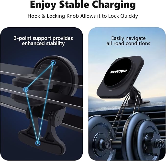 15W Magsafe Car Mount Charger, Magnetic Phone Holder - Image 5