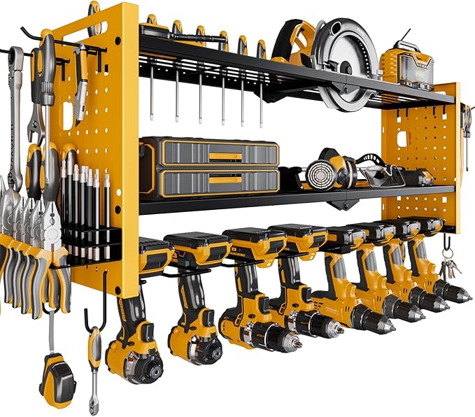 Power Tool Organizer Wall Mount, Cordless Drill Hanger Storage Rack 8 Drill by NattyDot