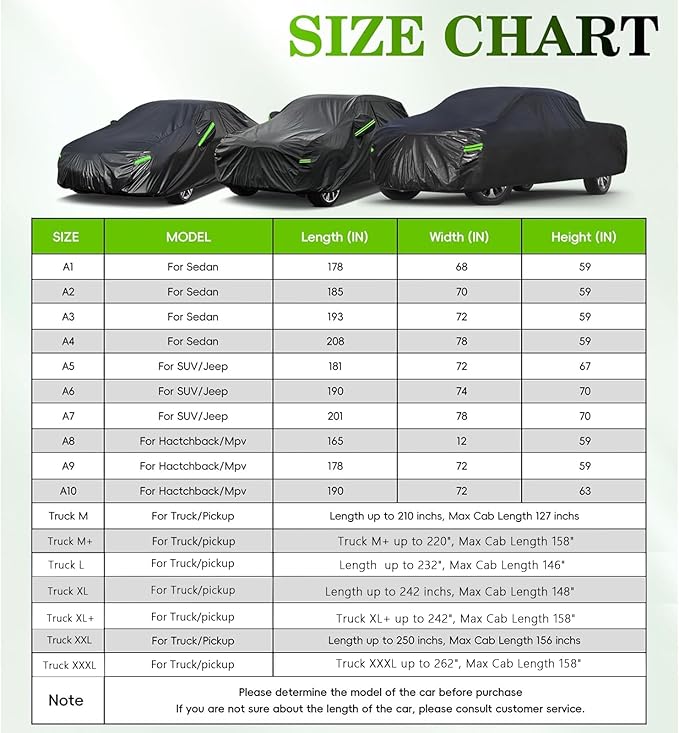 KouKou SUV Car Cover Waterproof All Weather, 7 Layers Outdoor Jeep Car Covers - Image 6