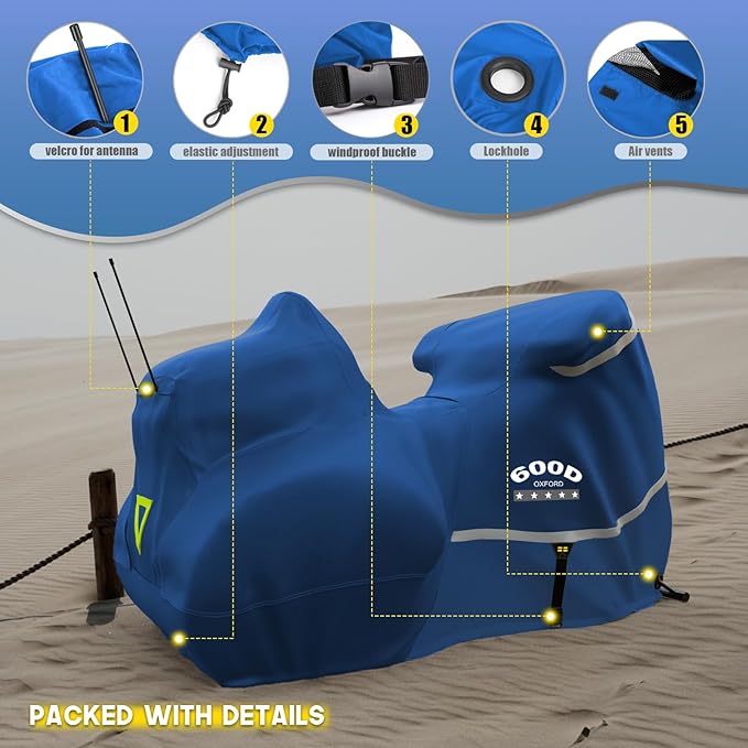 Rosefray Trike Cover, Motorcycle Cover Heavy Duty 600D Waterproof - Image 5