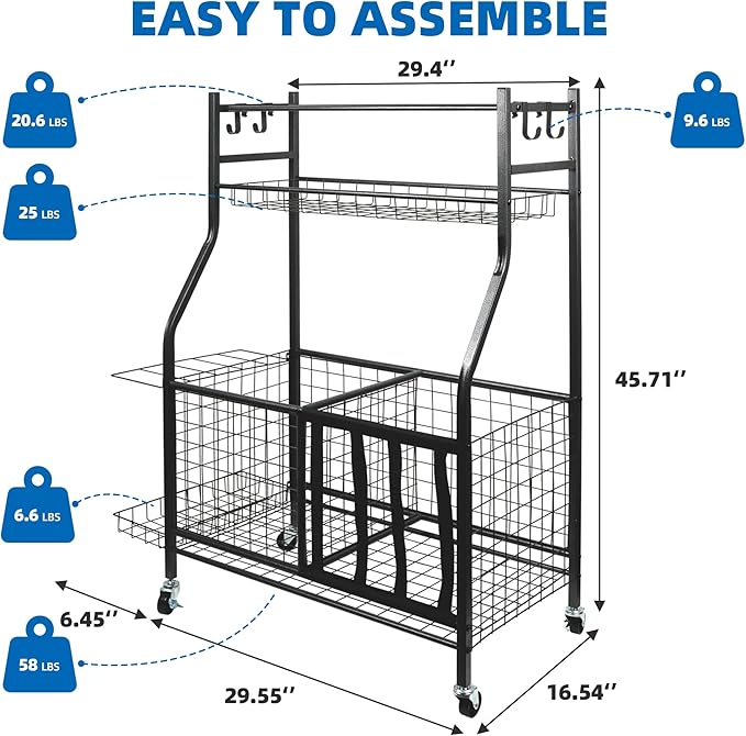 Garage Sports Equipment Organizer, Ball Storage Rack, Garage golf Organizer - Image 7