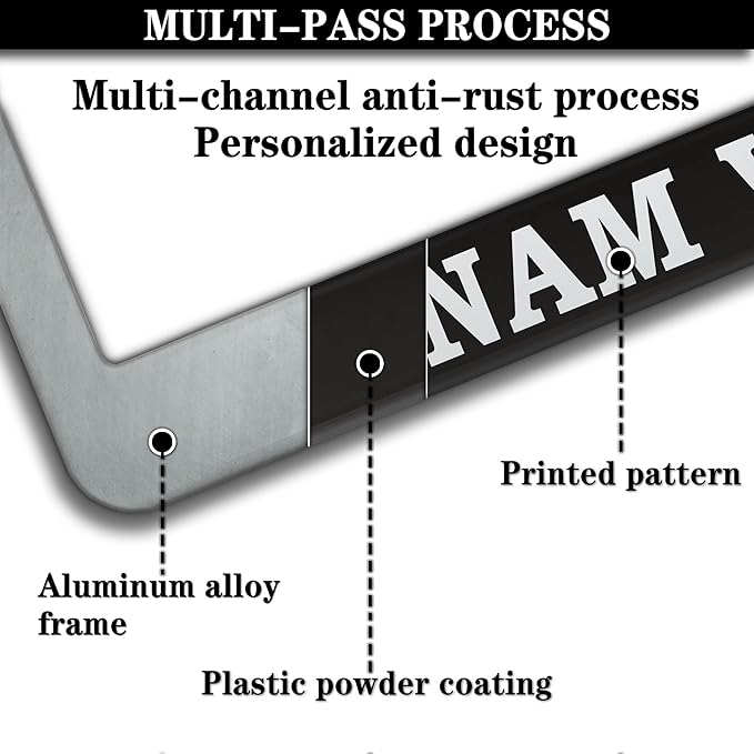 License Plate Cover Black and White License Plate Frames Vietnam Veteran - Image 5