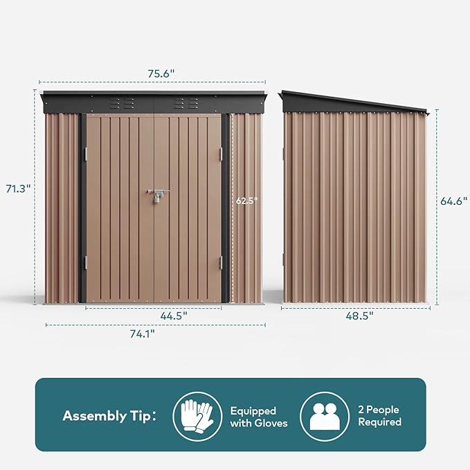 Gizoon 6' x 4' Outdoor Storage Shed - Image 8