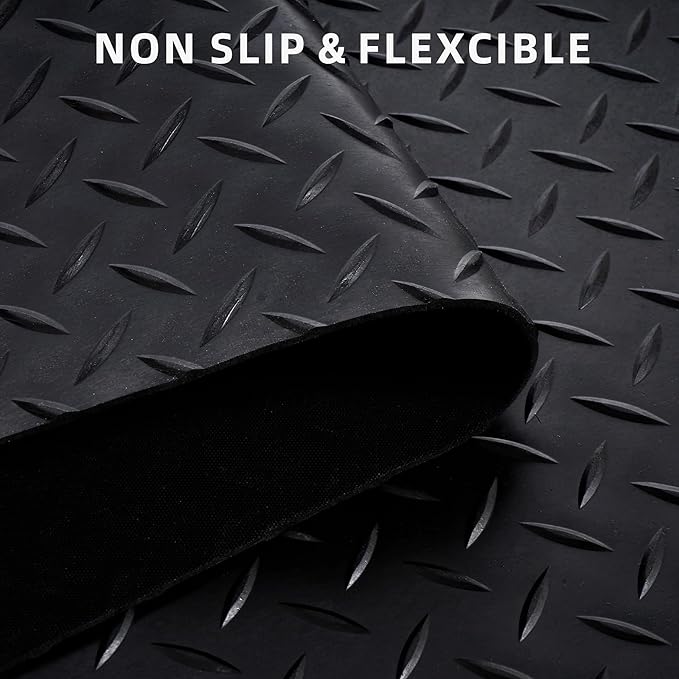 Nisorpa 16'5'' x 3'4'' Diamond Plate Flooring Roll, Rubber Garage Floor Mat - Image 4