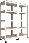 HOMEDANT House White 5-Tier Metal Rolling Cart Shelf Rack Casters Heavy Duty by TheBestOrganizingSolution