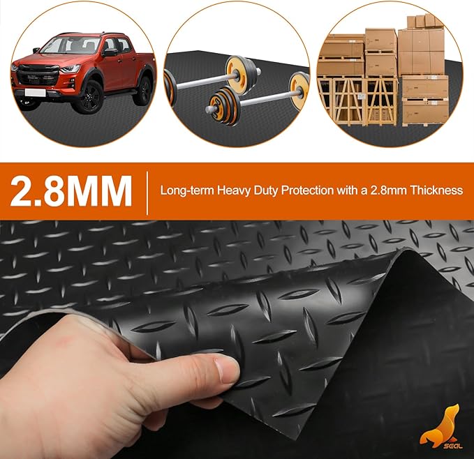 SEAL 5 x 10 Ft Premium Garage Floor Mat, Solid 2.8mm Thickened Black Commercial - Image 2