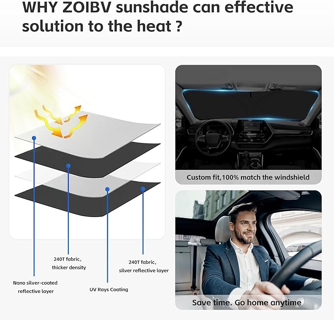 Sun Shade Sunshade for Nissan Altima Windshield Cover, 4-Layer Front Window - Image 4