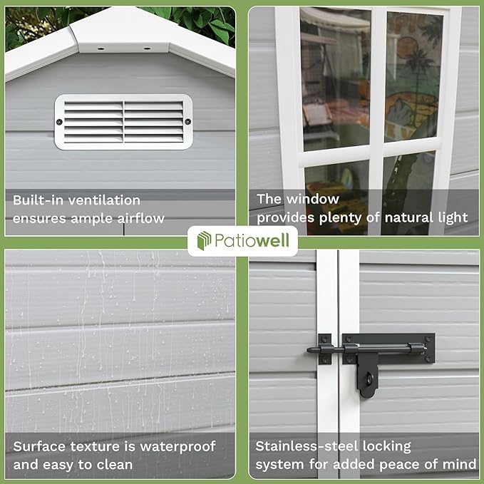 Patiowell 6x4 FT Plastic Outdoor Storage Shed, Resin Shed Perfect to Store - Image 3