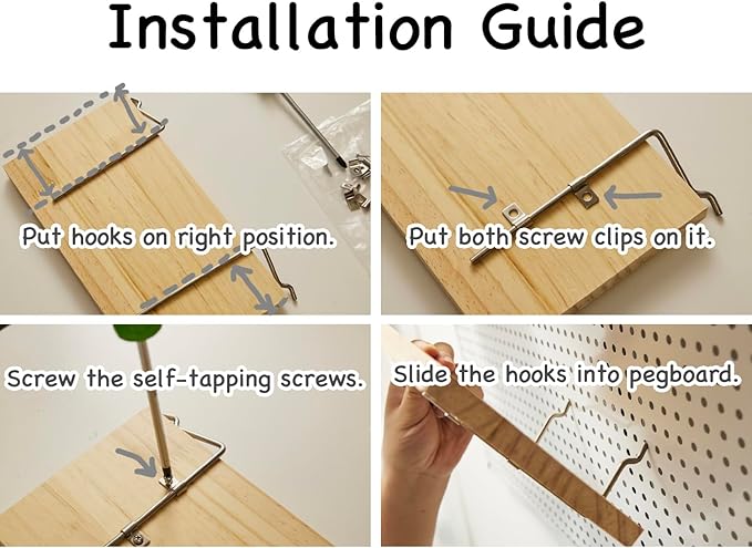 Shelves for PegBoard, Pine Wooden Pegboard Shelf Wall Organizer, Wooden Board - Image 4
