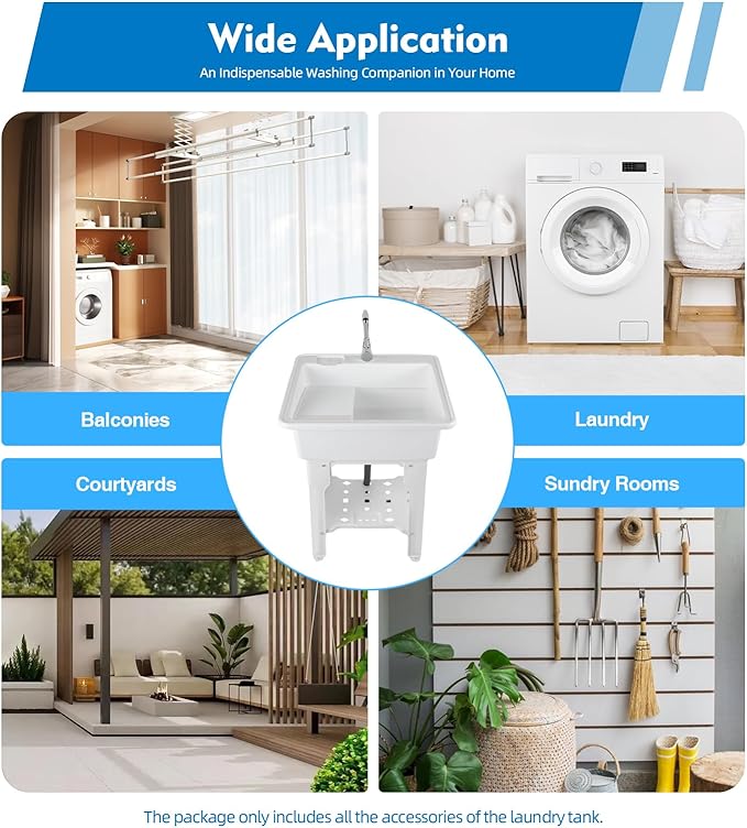 Freestanding Utility Sink Plastic Laundry Tub Sink - Image 2
