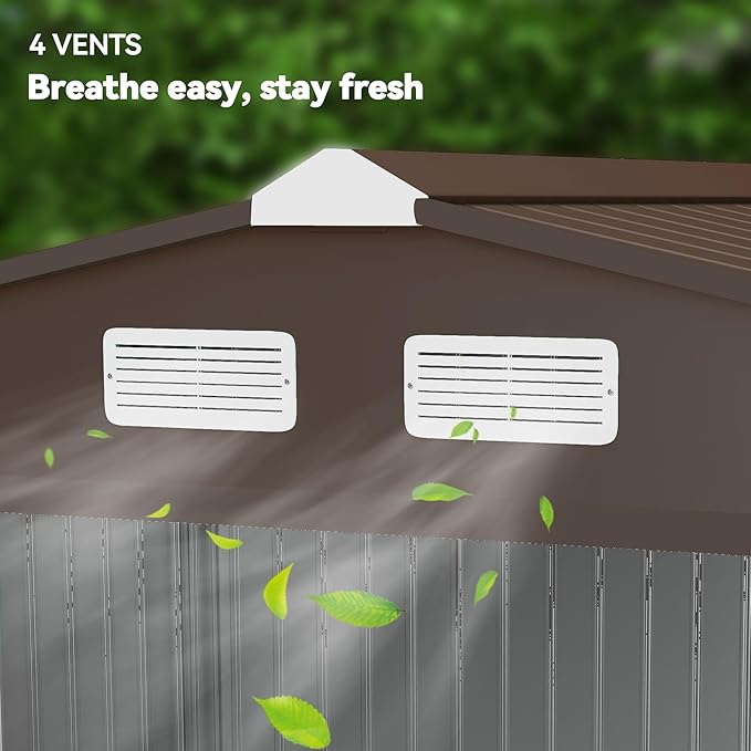 Outsunny 9' x 6' Outdoor Storage Shed, Garden Tool Metal Shed - Image 8