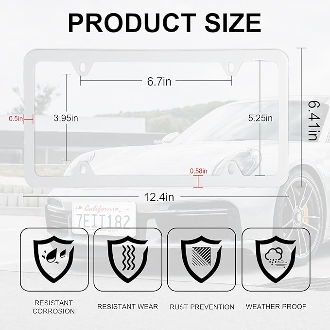 LivTee 4 Holes Stainless Steel License Plate Frames, Automotive Exterior - Image 3