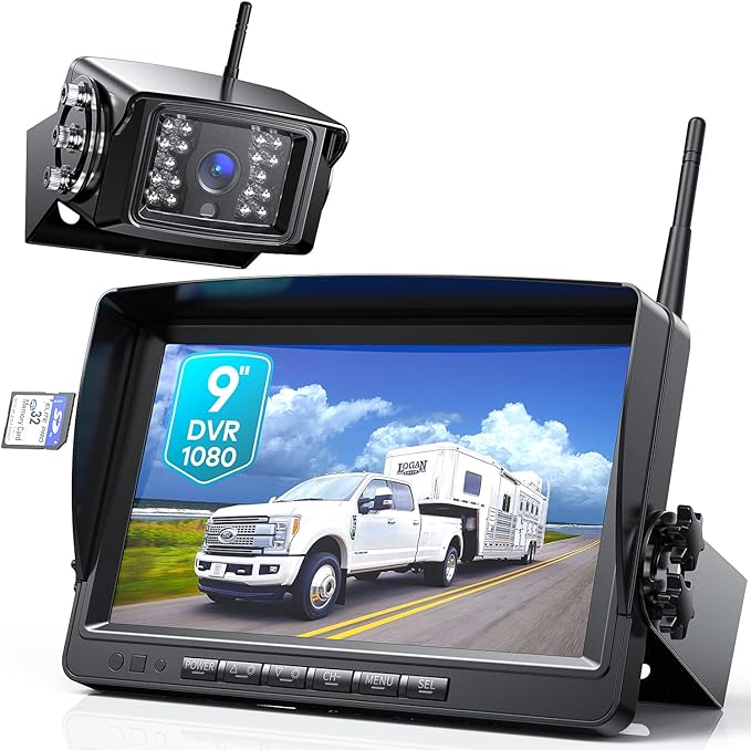 Fookoo HD 1080P 9" Wireless Backup Camera System, 9-inch Dual/Quad Split by FOOKOO