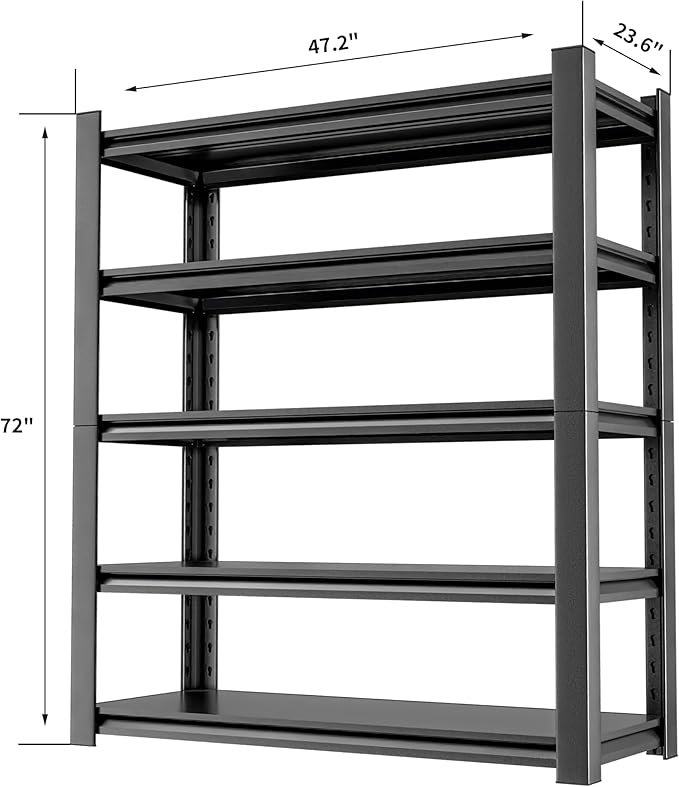 Metal Garage Storage Shelf, Heavy Duty 5 Tier Shelving Unit, Industrial Utility - Image 3