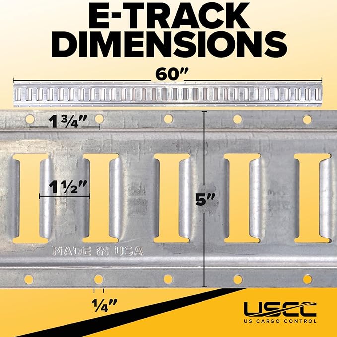 US Cargo Control E Track, Made in USA, 12 Gauge Steel, 5 FT Galvanized Rails - Image 2