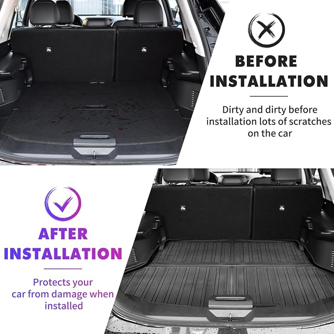 Fit for Nissan Rogue 2020-2014 Cargo Mats, All-Weather Rear Trunk Mat Rear Seat - Image 2