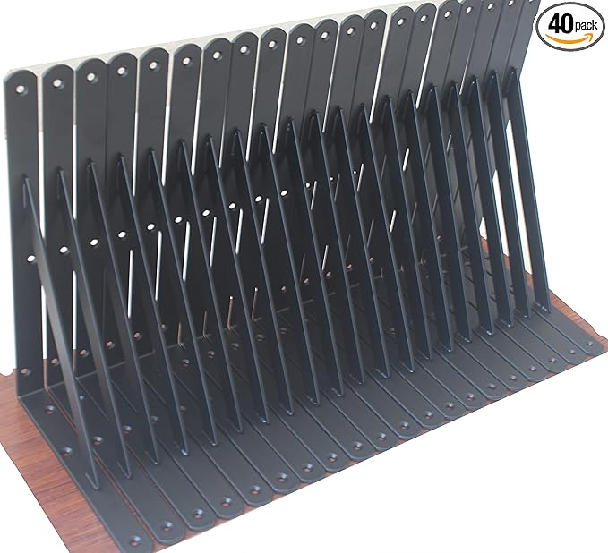 40 Pack L12 x H 8" Black Heavy Duty Shelf Brackets by MHMYDZ