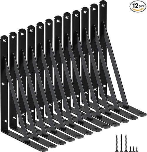 12 Pack L11 x H 8" Black Heavy Duty Shelf Brackets by MHMYDZ