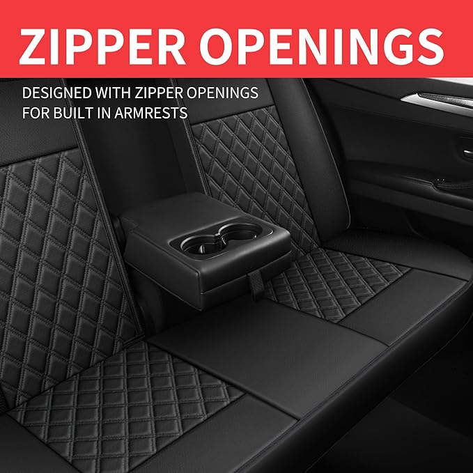 Car Seat Covers Full Set, Breathable and Waterproof Napa Leather Car Seat Cover - Image 7