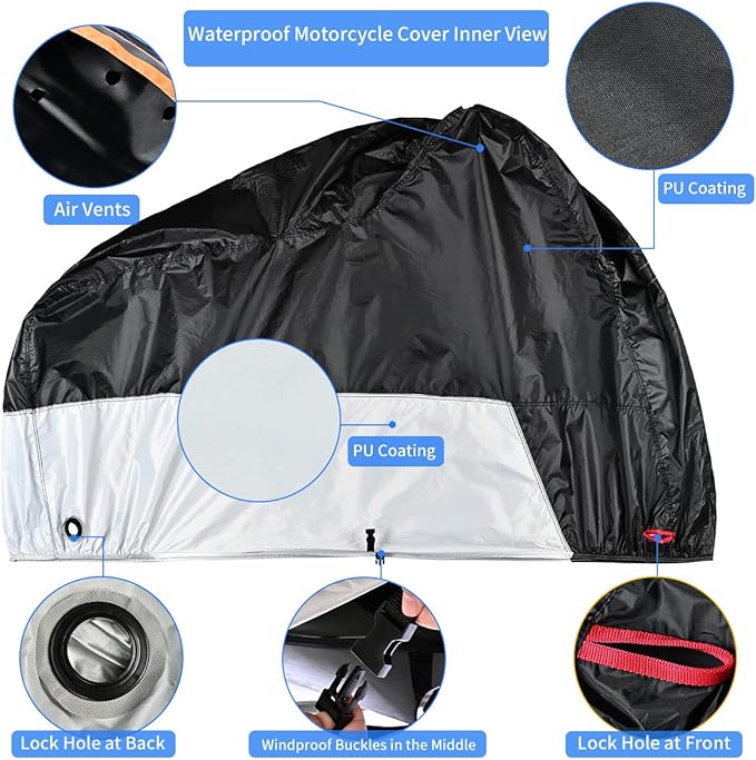 Motorcycle Cover, Coverado Motorcycle Covers Waterproof Outdoor Storage - Image 4