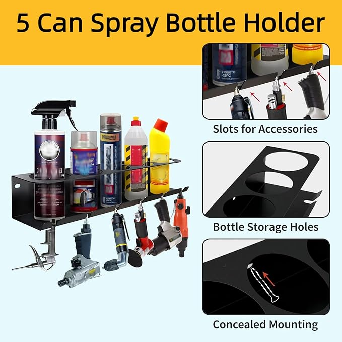 4 Pack Aerosol Spray Can Holder Rack, Wall Mounted Spray Bottle Holder Heavy - Image 3