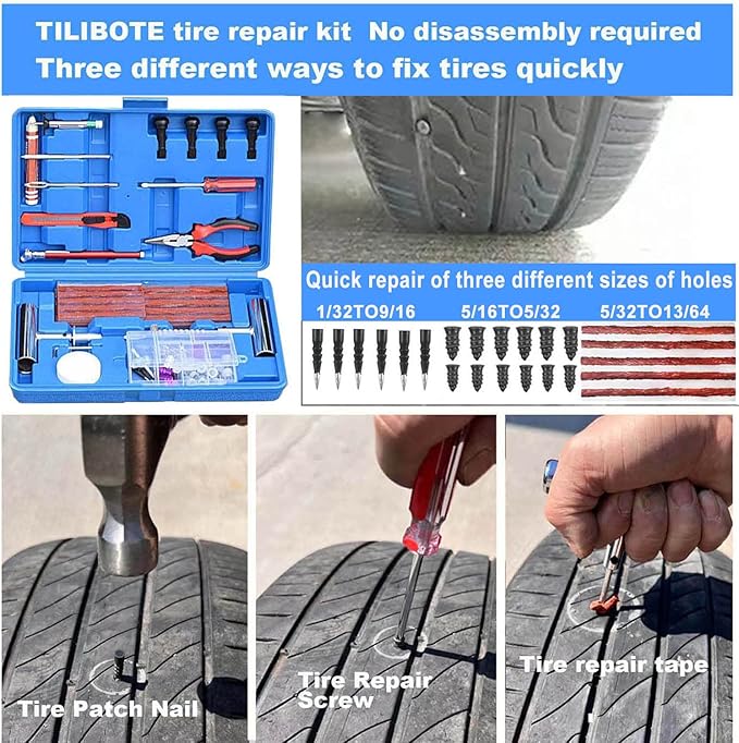 Tire Repair Kit, with Universal Tire Patch Kit to Plug Flats - Image 4