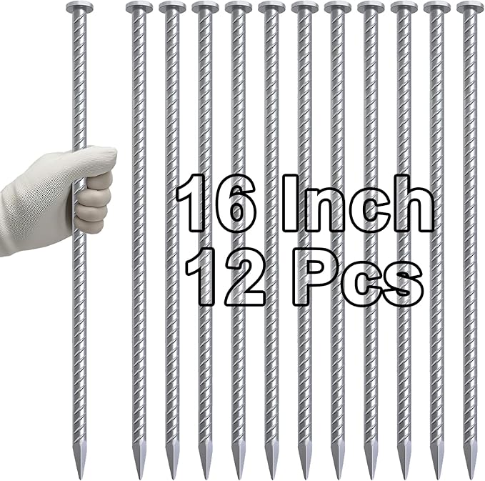 VVOKGO 16 Inch Rebar Stakes Metal Asphalt Anchoring Spikes Ground, 1/2 Inch by VVOKGO