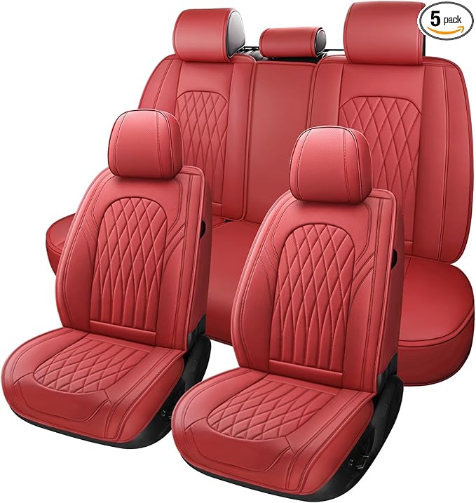 WELLDO Car Seat Covers Full Set, Leather Seat Covers by WELLDO
