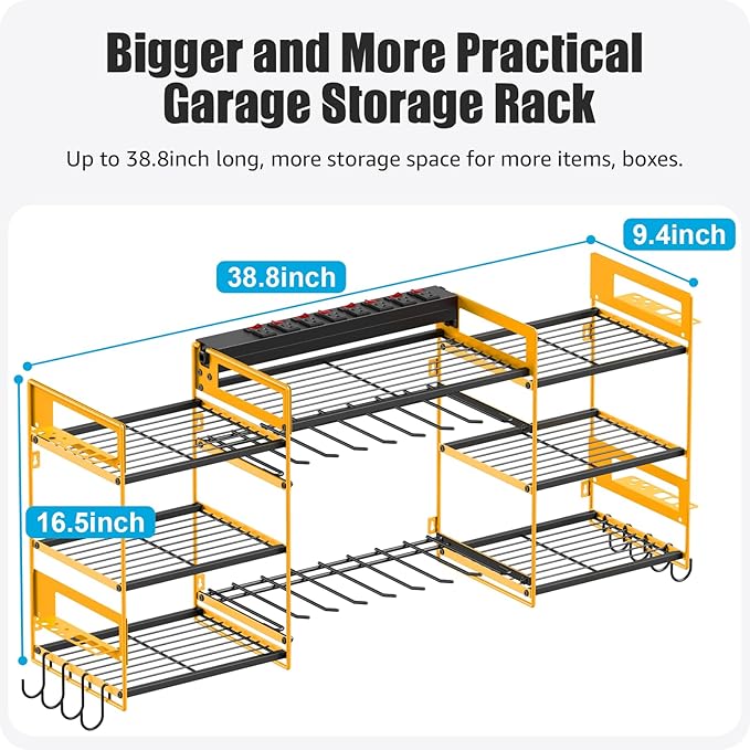 CCCEI Yellow Power Tool Organizer Wall Mount, Large Tools and Battery Storage - Image 5