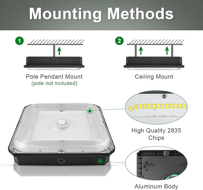 80W/60W/40W Power Selectable LED Canopy Garage Light - Image 3