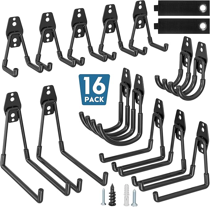 BONTEC Heavy Duty Garage Hooks, Anti-Slip Coated Black Steel by BONTEC