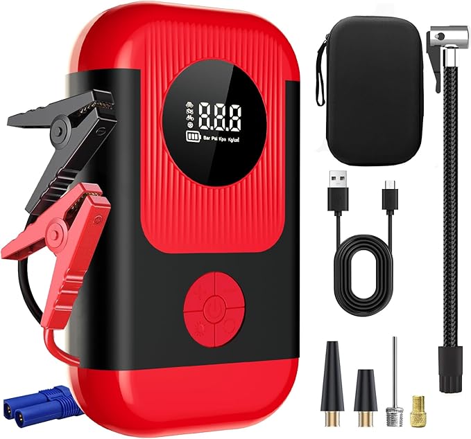Tire Inflator Portable Air Compressor & Car Jump Starter, Cordless Air Pump by ApexNexus