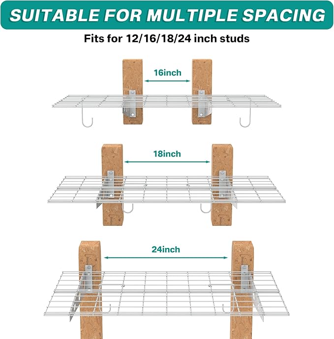 EVERHANGER Wall Mounted Garage Shelves, 2 x 4 ft Metal Storage Shelves - Image 6