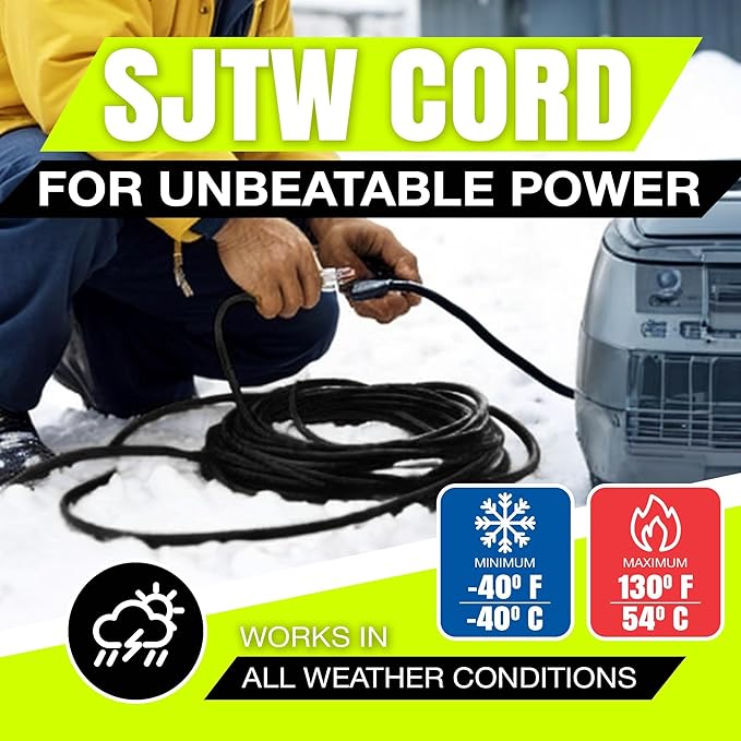 100ft Outdoor/Indoor Extension Cord 10/3 Gauge Ultra Heavy Duty 3 Prong SJTW - Image 8