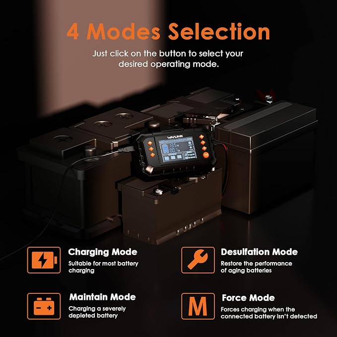 WAVLINK Smart Battery Charger, Car Battery Charger - Image 3