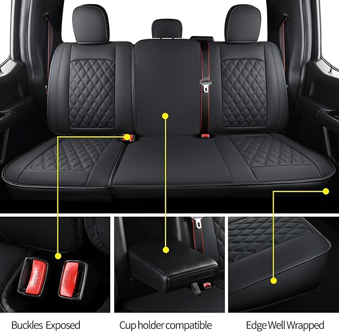 LUCKYMAN CLUB F150 Faux Leather Seat Covers Fit - Image 7