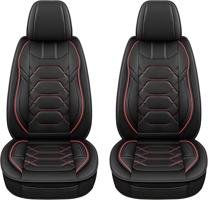 Pariitadin Leather Car Seat Covers Front Pair, Waterproof Faux Leather Seat - Image 2