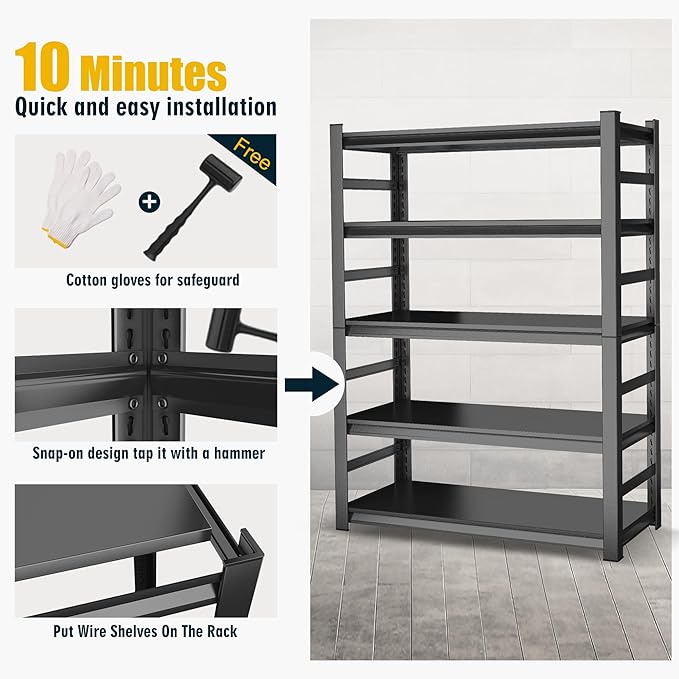 78"H Garage Shelving Heavy Duty Shelving Units, 3500LBS Large Capacity - Image 4