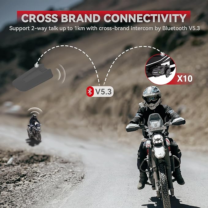 X10 10 Riders Group Mesh Motorcycle Intercom, 3000m Motorcycle Bluetooth - Image 5