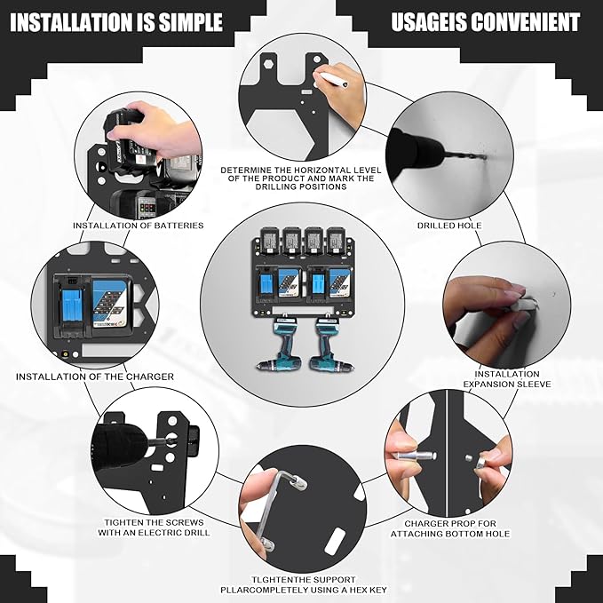 FETESNICE Metal Charger Mount for Makita Battery Holder and DC18RC DC18RD - Image 4