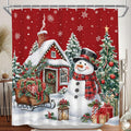 Red Christmas Shower Curtain for Bathroom, 72x84 Inch Waterproof Fabric by Duluxykl