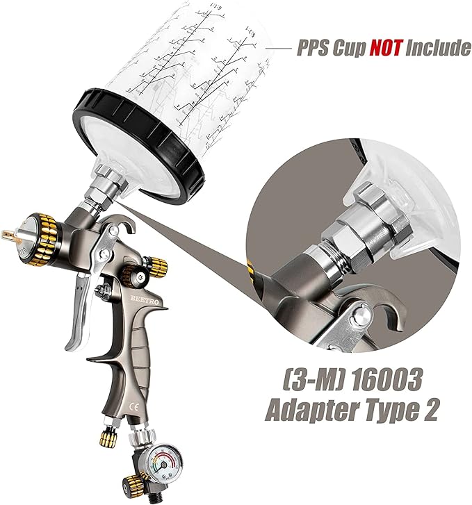 BEETRO HVLP Air Spray Gun, 1000ml Capacity 14.3CFM 29-32psi 1.4mm/1.8mm Nozzles - Image 6