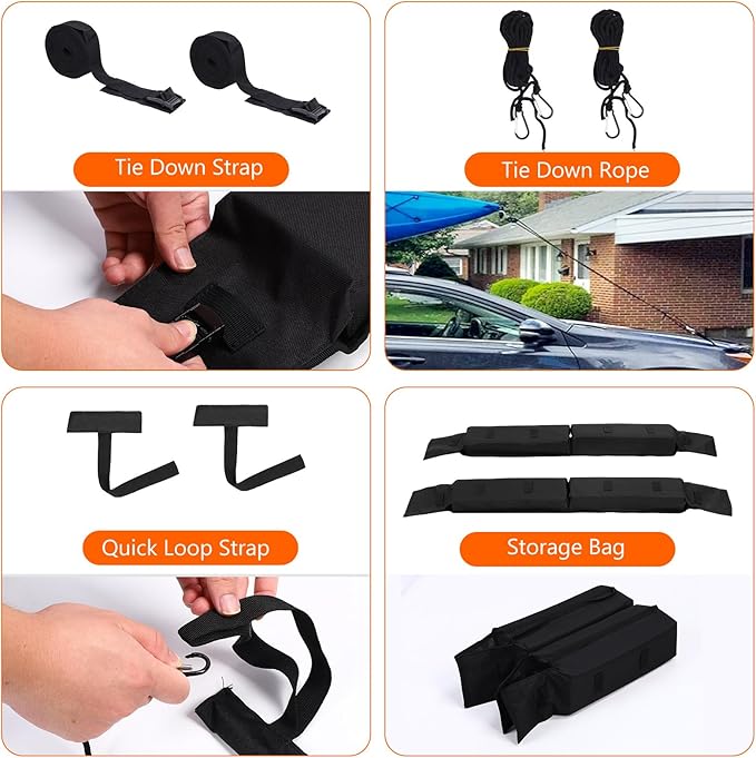 Car Soft Roof Rack Black 600D Oxford Cloth EVA Foam Anti Slip Bottom Universal - Image 4