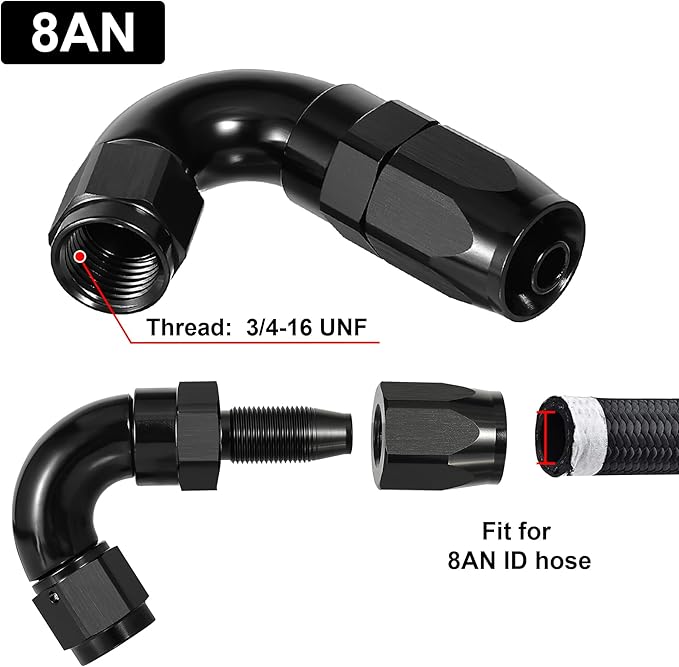 EVIL ENERGY 8AN 120 Degree One Piece Full Flow Hose End Fitting Swivel - Image 2