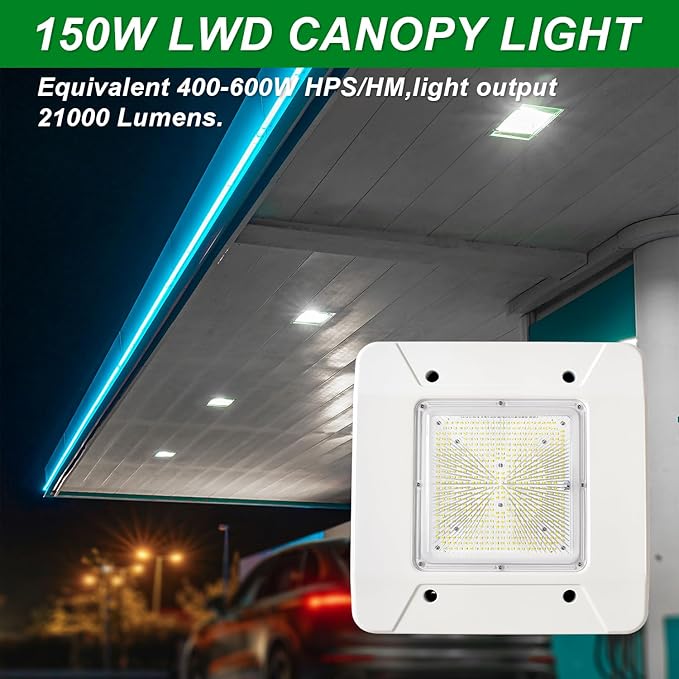 OSTEK LED Gas Station Canopy Light, 150W Carport Ceiling Light 5700K, Outdoor - Image 6
