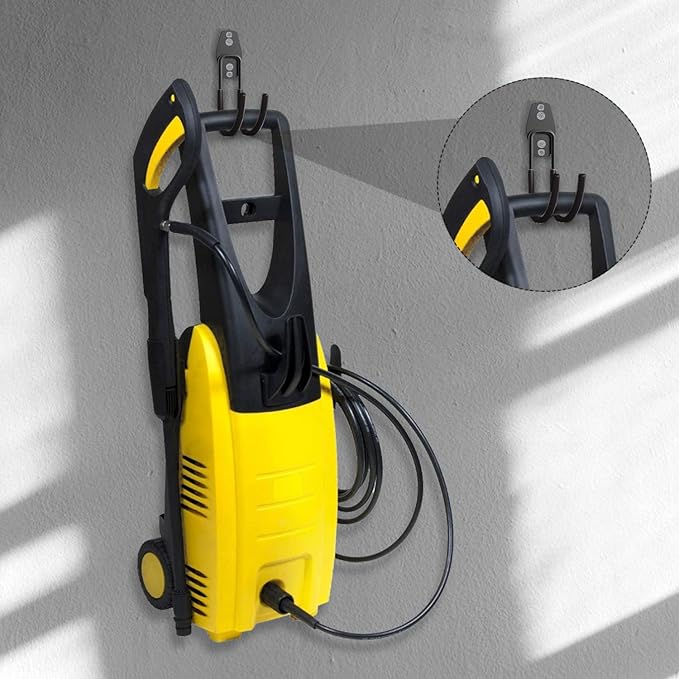 3-H Weed Eater Hanger 2 Pack, 2 Large Garage Wall Hooks, 1 Extension Strap - Image 5