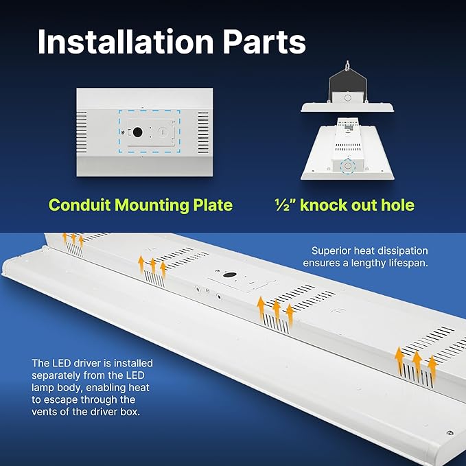 2 FT Linear LED Shop Lights, 170LM Bay Ceiling Shop Light - Image 7